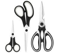 Asdirne Kitchen Scissors with Sharp Stainless Steel Blades and Soft Handles, Multifunctional Scissors Set, 3PCs, Black/Grey