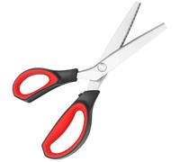 Asdirne Left Pinking Scissors, Professional Zig Zag Scissors, Pinking Shears with Rubber Grips and Ultra-Sharp Blade, Great for Many Kinds of Fabrics, 24cm, Red/Black