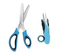 Asdirne Pinking Shears for Fabric, Zig Zag Craft Scissors with Soft Rubber Grips, Heavy Duty Stainless Steel Decorative Shears for Dressmaking and DIY Arts, 9.4 Inch, Set of 2