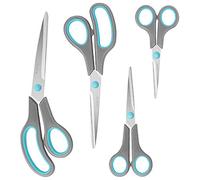 Asdirne Scissors, Stainless Steel Blades, Soft Grip Handle, Suitable for Households,Offices and Schools, Blue/Grey, 4 pcs/Pack