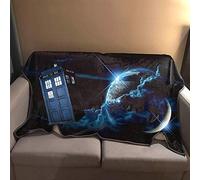 ASDIWON Doctor Who 100x150cm(40x60in) Blue Cartoon Pilling Proof Wrinkle Resistant 3D Photo Printing Flannel/Polyester Blend Throw Blanket