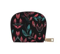 ASDJHFABKY Artistic Flower Card Pack Flowers Leather Bag Leaves Wallet Cruise Ship Passengers - Cabin Key and Charge Card case 9X11CM