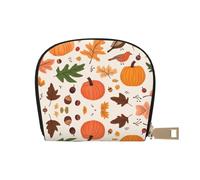 ASDJHFABKY Autumn Pumpkin Card Pack Colorful Pumpkins Leather Bag Leaves Wallet Beach Visitors - Water-Resistant Card Pouch 9X11CM