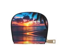 ASDJHFABKY Beach Sunset Wallet Sunshine Beach Card Pack Palm Trees Leather Bag Amusement Park Goers - Fast Pass and Payment Cards 9X11CM