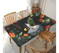 ASDJHFABKY Black Cat Among Flowers Cute Cat Black Cat Stretch Fitted Rectangle Tablecloth，Table Cloth Wipeable Table Cover for Indoor Outdoor Furniture Protect. 76X152CM