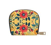 ASDJHFABKY Colorful Flowers Leather Bag Flowers Wallet Floral Card Pack Outdoor Adventurers - Durable Card case for Trails 9X11CM