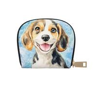 ASDJHFABKY Cute Beagle Puppy Leather Bag Dog Picture Wallet Dog Card Pack Ski Resort Visitors - Lift Ticket and Lodge Card Holder 9X11CM
