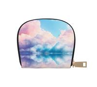 ASDJHFABKY Cute Watercolor Pastel Sky Leather Bag Cute Pink Sky Wallet Colored Clouds Card Pack Outdoor Adventurers - Durable Card case for Trails 9X11CM