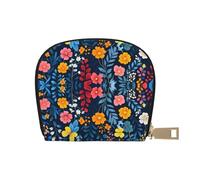 ASDJHFABKY Floral Leather Bag Purple Flowers Wallet Daisy Flowers Card Pack Outdoor Adventurers - Durable Card case for Trails 9X11CM