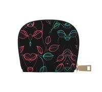 ASDJHFABKY Leaves Wallet Artistic Flower Card Pack Flowers Leather Bag Amusement Park Goers - Fast Pass and Payment Cards 9X11CM