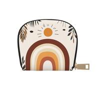 ASDJHFABKY Modern Minimalist Wallet Abstract Boho Aesthetic Card Pack Green Nature Leaf Leather Bag Library Members - Library Card and Notes Slot 9X11CM