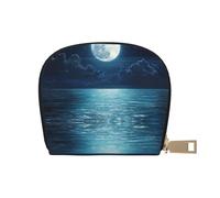 ASDJHFABKY Moon Leather Bag The Clear Blue Ocean Wallet Sky Card Pack Outdoor Adventurers - Durable Card case for Trails 9X11CM
