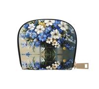 ASDJHFABKY Nature Scenery Leather Bag Blue and White Flower Wallet Floral in vase Card Pack Outdoor Adventurers - Durable Card case for Trails 9X11CM