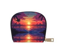 ASDJHFABKY Palm Trees Leather Bag Beach Sunset Wallet Sunshine Beach Card Pack Ski Resort Visitors - Lift Ticket and Lodge Card Holder 9X11CM