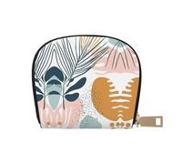 ASDJHFABKY Premium-Textured Card Pack Modern Tropical Leaves Leather Bag Boho Abstract Wallet Car Owners - License and Insurance Card Keeper 9X11CM