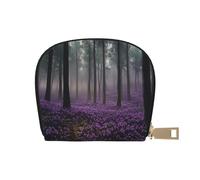 ASDJHFABKY Purple Flowers Card Pack Purple Flowers Pine Forest Leather Bag Pine Forest Wallet Cruise Ship Passengers - Cabin Key and Charge Card case 9X11CM