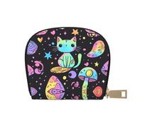 ASDJHFABKY Purple Mushrooms Leather Bag Mushrooms Wallet Cute Card Pack Outdoor Adventurers - Durable Card case for Trails 9X11CM