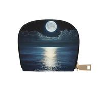 ASDJHFABKY The Clear Blue Ocean Card Pack Sky Leather Bag Moon Wallet Summer Festival Fans - Sweat-Proof Card Protection 9X11CM