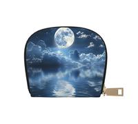 ASDJHFABKY The Clear Blue Ocean Wallet Sky Card Pack Moon Leather Bag Minimalist EDC Fans - Essential Daily Carry Solution 9X11CM