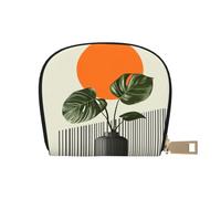 ASDJHFABKY Tropical Plants Wallet Cute Card Pack Abstract Leather Bag Urban Explorers - Compact Carry for City Adventures 9X11CM