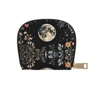 ASDJHFABKY Wildflowers Wallet Botanicals Card Pack Moon Leather Bag Urban Explorers - Compact Carry for City Adventures 9X11CM