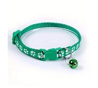 ASDJKL Pet Products Fashion Pet Cats Collar Colorful Pattern Cute Bell Adjustable Collars for Cats Kitten DIY Ring Necklace Pet Accessories Pet Products(Green)