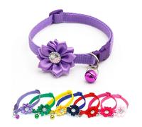 ASDJKL Pet Products Pet Bell Flower Collar Necklace Pet Cat Collar Cute Cat Bell Collar Adjustable Nylon Ribbon for Cats Small Dogs Puppy Pet Products(Purple)