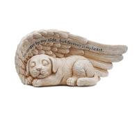 ASDMAOE Dog Pet Memorial Stones Gifts, Pet Loss Sympathy Remembrance Personalised Memorial Plaque with Solar Light Grave Markers Dog Statue Garden Decor Outdoor(Yellow With words)