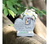 ASDMAOE Pet Memorial Stones, Pet Tombstone, Dog Flowerpots Memorial Stone Monument Gift, Personalised Memorial Plaque(Angel Heart)