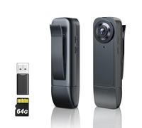 Asdraw Mini Body Camera 【Upgrade】 64GB 1080P HD Body Camera Wearable Camcorder with Night Vision IR & Loop Record, 4-6 HR Battery Life for Daily Records, Cycling, Delivery/Serving Jobs