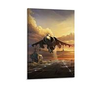 ASDSA Harrier Fighter Jet Hovering Over The Aircraft Carrier Canvas Art Poster And Wall Art Picture Print Modern Family Bedroom Decor Posters 12x18inch(30x45cm)
