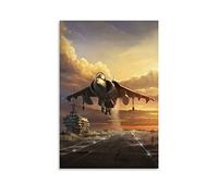 ASDSA Harrier Fighter Jet Hovering Over The Aircraft Carrier Canvas Art Poster And Wall Art Picture Print Modern Family Bedroom Decor Posters 12x18inch(30x45cm)