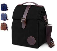 ASEBBO Insulated Lunch Bag for Women & Men, Black, Heritage Classic Bag, Vintage