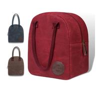 ASEBBO Large Insulated Lunch Bag for Women, 10L Waxed Canvas Reusable Lunch Tote Bag for Women with Thick Aluminum Foil, Thermal Cooler Bag for Women Best for Work, Picnic, College, School (Red)