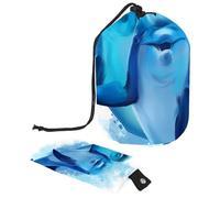asebiunh Travel Cosmetic Bags Barrel Makeup Bag, Multifunctional Toiletry Bucket Bags Round Organizer Storage Pocket, Sea Life Two Blue Dolphins Watercolor Illustration