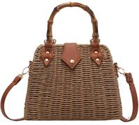 ASEDRFY Summer Straw Basket Bag Women Bamboo Handle Rattan Bag Female Handbag Beach Shoulder Crossbody Bags