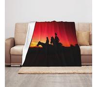 ASEELO 125x100cm Blanket Texas Cowboy Fleece Blanket Sofa Throw for Bed and Couch Travel