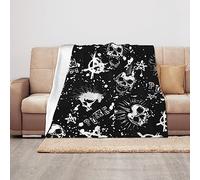 ASEELO 125x100cm Blanket White Punk Skull Fleece Blanket Sofa Throw for Bed and Couch Travel