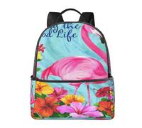 ASEELO 14.5Inch Casual Backpack Flamingo Flowers Laptop Daypack Travel Backpack School Bag Water Resistant for Men and Women