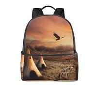 ASEELO 14.5Inch Casual Backpack Native American Tribes Laptop Daypack Travel Backpack School Bag Water Resistant for Men and Women