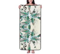 ASEELO 140x68 cm Teal Birds Musical Note Bath Towel Highly Absorbent Beach Towel Bath Sheet Towels Body Wrap