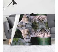 ASEELO 150 X 125 cm Throw Blanket Snow Leopard Print Ultra-Soft Micro Fleece Blanket for Sofa Bed Travel