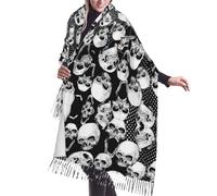 ASEELO 196 x 68 cm Scarf Shawl skull background Print Cashmerette Fringed Scarf Fashion Long Shawl Wraps Winter Warm