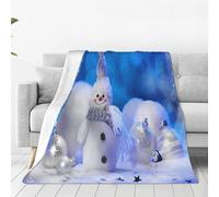 ASEELO 200x150cm Blanket Crystal Christmas Snowman Fleece Blanket Sofa Throw for Bed and Couch Travel