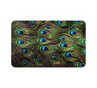 ASEELO 80x49 Cm Door Mat Peacock Feather Entrance Rug Dirt Trapper for Indoor and Outdoor Non-Slip Carpet Area Rug Barrier Mat