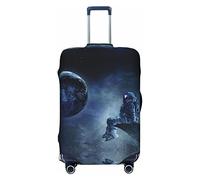 ASEELO Astronaut Space Suitcase Cover,Travel Luggage Cover Suitcase Protector Fits 18-32 Inch Luggage, Black, XL