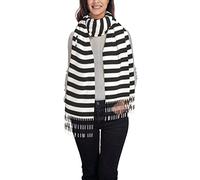 ASEELO Black & White Stripe Women Scarves Winter Long Soft Warm Wraps Wool Tassel Shawl Stole Scarf Ladies