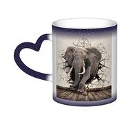 ASEELO Broken Wall Elephant Color Changing Mugs Ceramic Coffee Mug Thermal Ceramic Tea Cups Gifts For Family And Friends