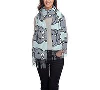 ASEELO Cartoon Hippo Women Scarves Winter Long Soft Warm Wraps Wool Tassel Shawl Stole Scarf Ladies