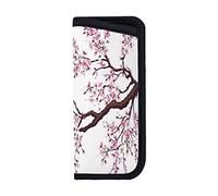 ASEELO Checkered Rhombus Pattern Printed Portable Eyeglass Case Soft Protective Case For Eyeglasses Sunglasses Case Soft Case, Cherry Blossoms Tree, Medium